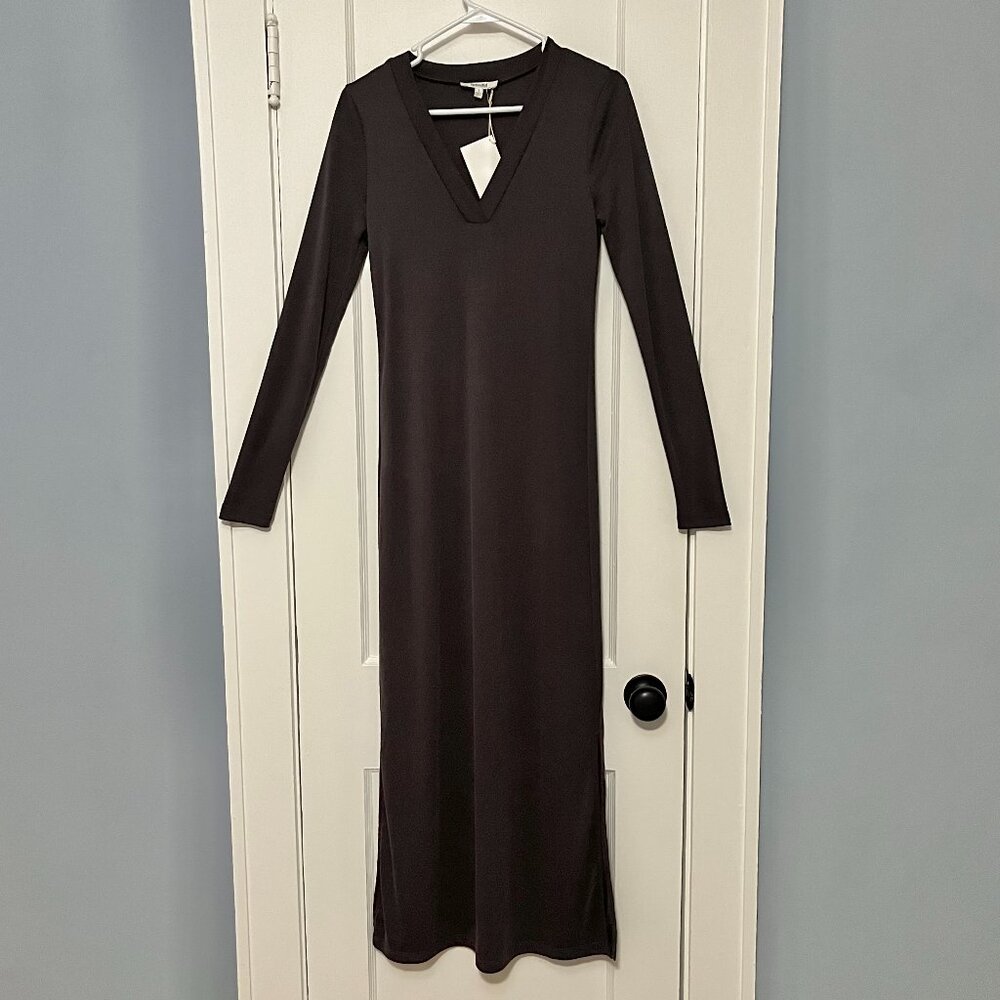 Splendid ribbed long sleeve maxi dress NWT charcoal grey size small minimalist